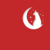 half moon cat bright red